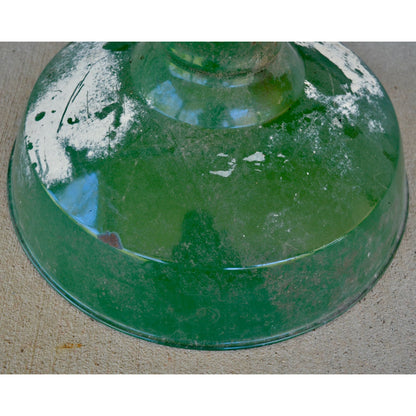 Vintage Green Porcelain Enamel Barn Light Shade Gas Station Fixture 16"