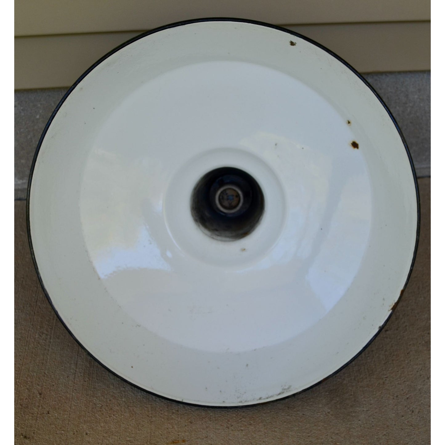 Vintage Green Porcelain Enamel Barn Light Shade Gas Station Fixture 16"