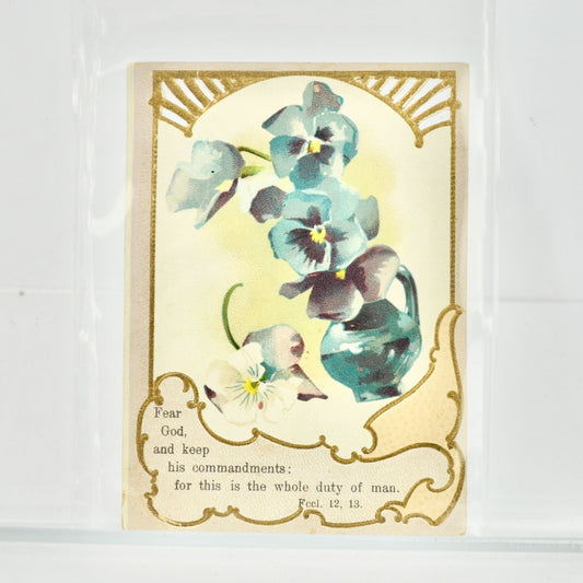 Antique Victorian Trading Card Lord's Prayer Floral Die Cut