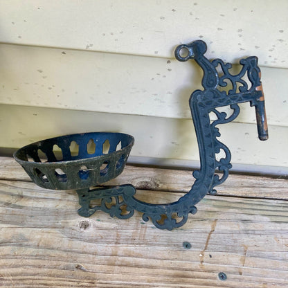 Lot 2 Black Cast Iron Oil Lamp Wall Sconce Swing Arm Vintage Antique