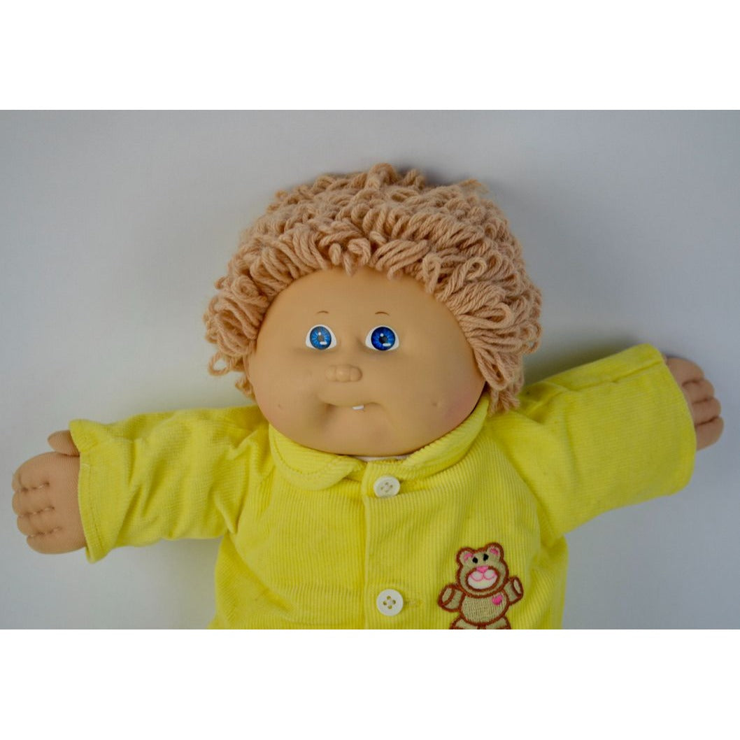 Cabbage Patch Kids Boy Doll Yellow Corduroy Outfit Blonde Hair 1982