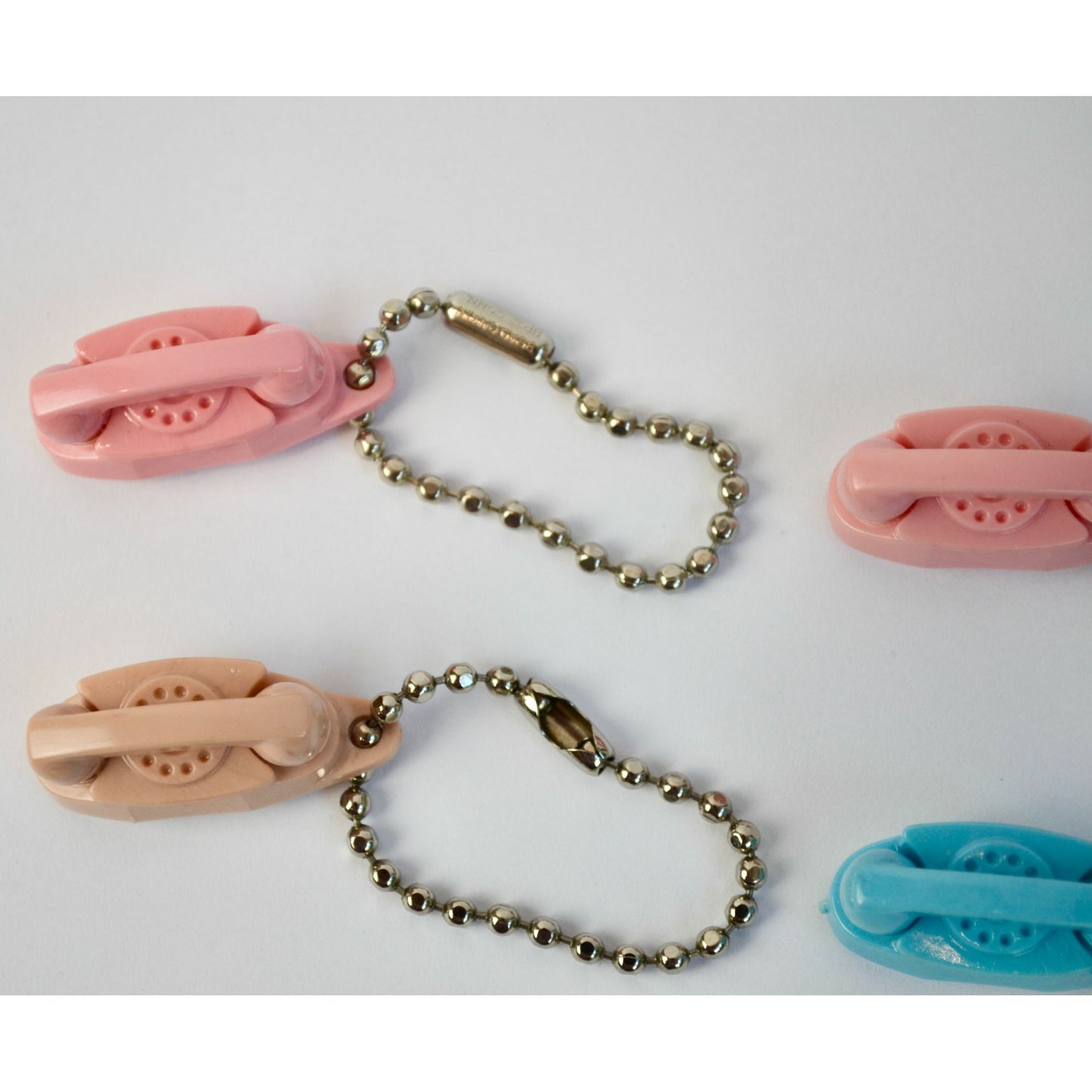 Vintage Princess Phone Keychains Lot of 4 Pink Cream Blue