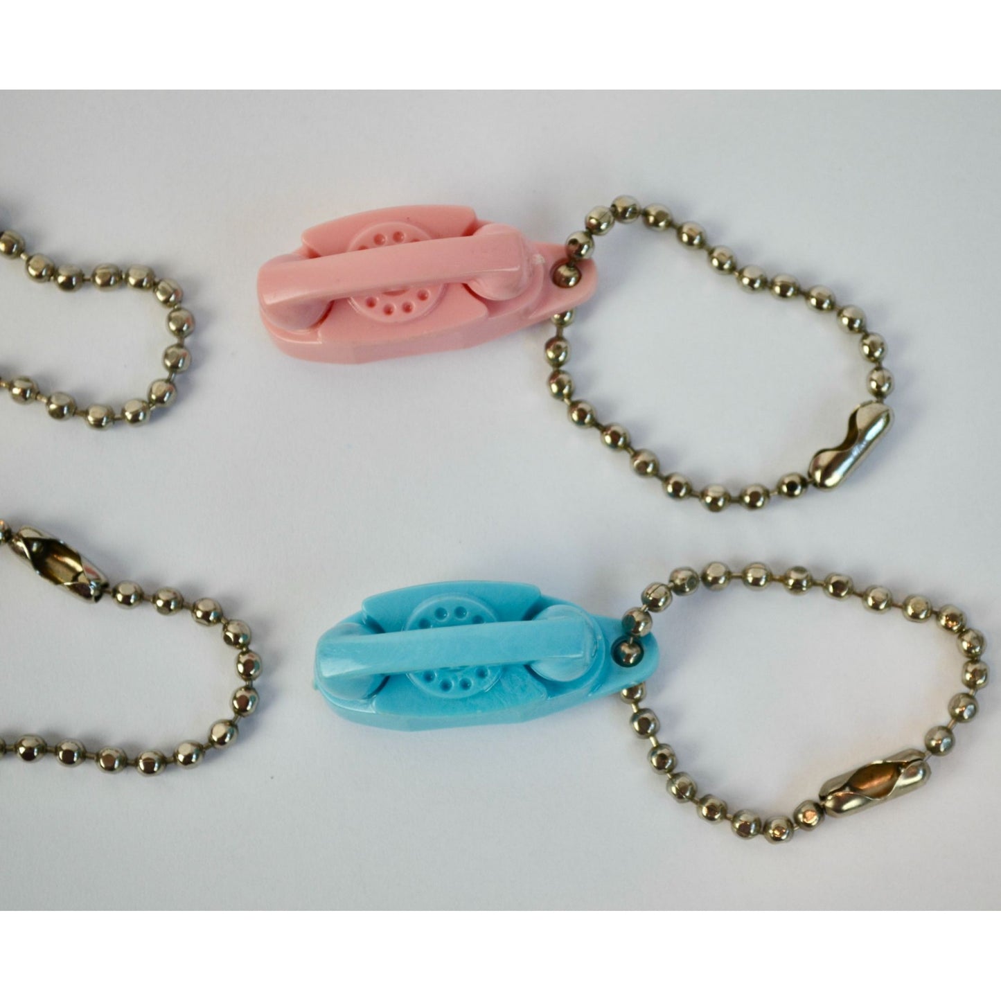 Vintage Princess Phone Keychains Lot of 4 Pink Cream Blue