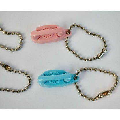 Vintage Princess Phone Keychains Lot of 4 Pink Cream Blue