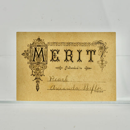 Antique Merit Award Card Signed Teacher French Soldier Boy