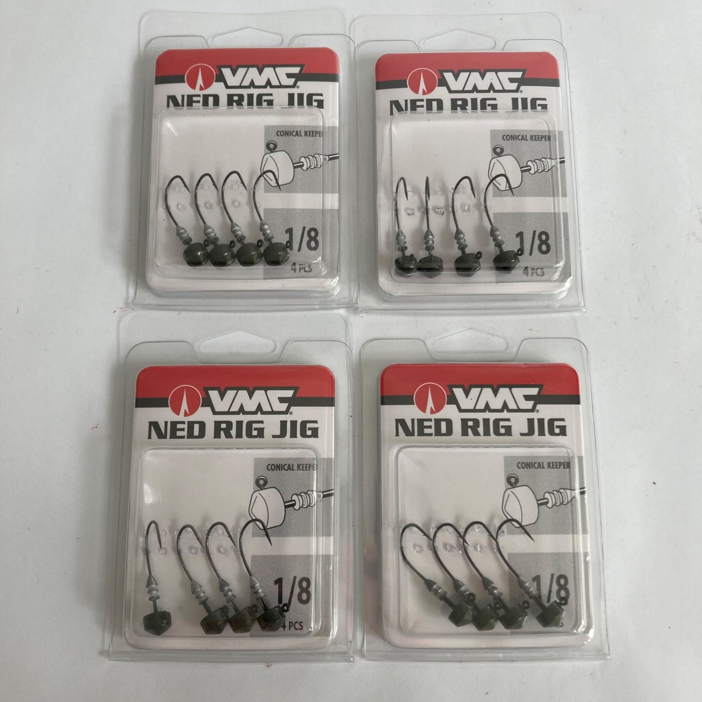 Lot 4 Packs VMC Ned Rig Jigs, 16 TOTAL JIGS! 1/8 oz Green Pumpkin NRJ18-GNPPK