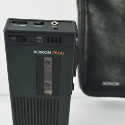 Norcom 2500 Dictaphone Cassette Recorder with Case WORKING