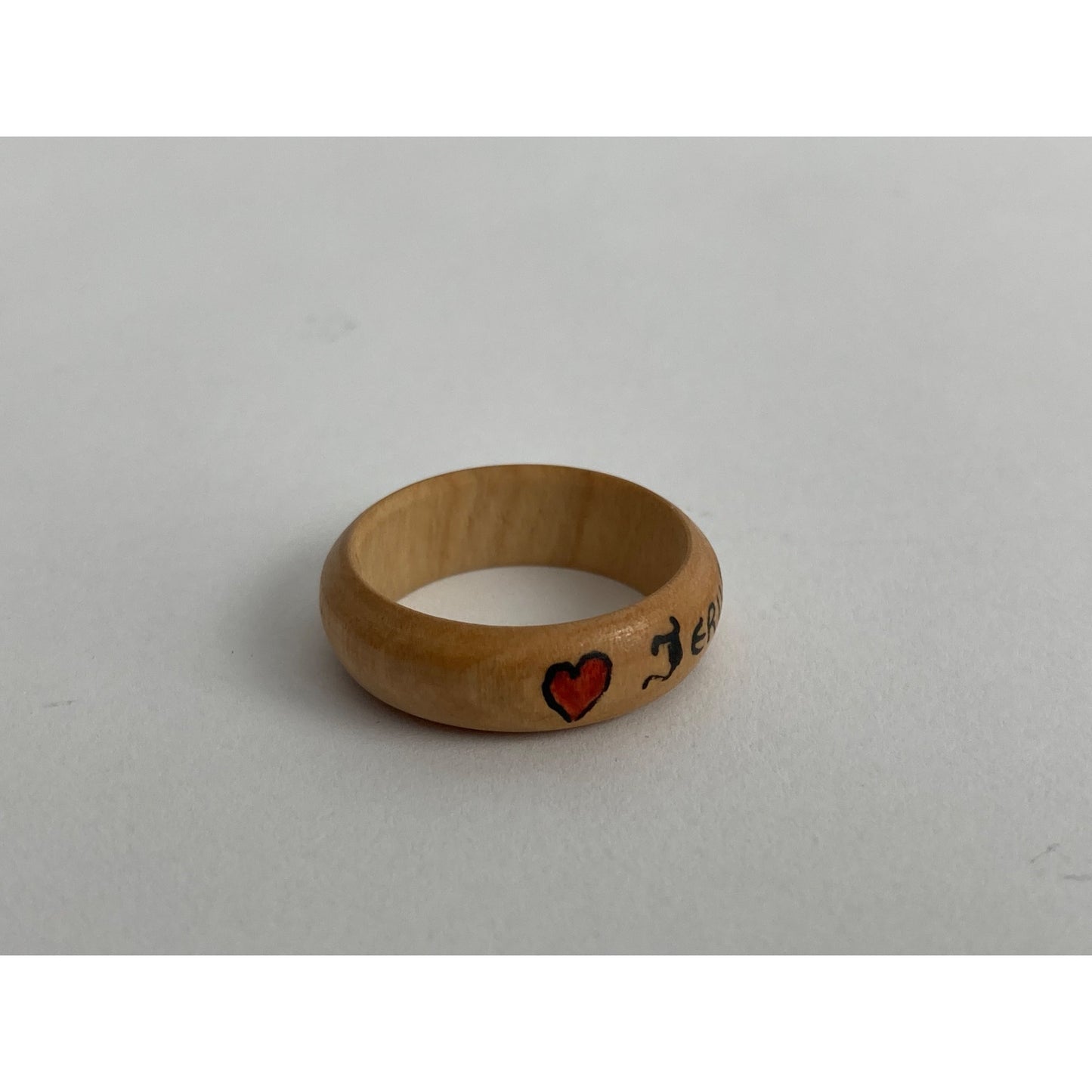 Vintage Jerusalem Heart Wooden Wood Souvenir Ring Size 6