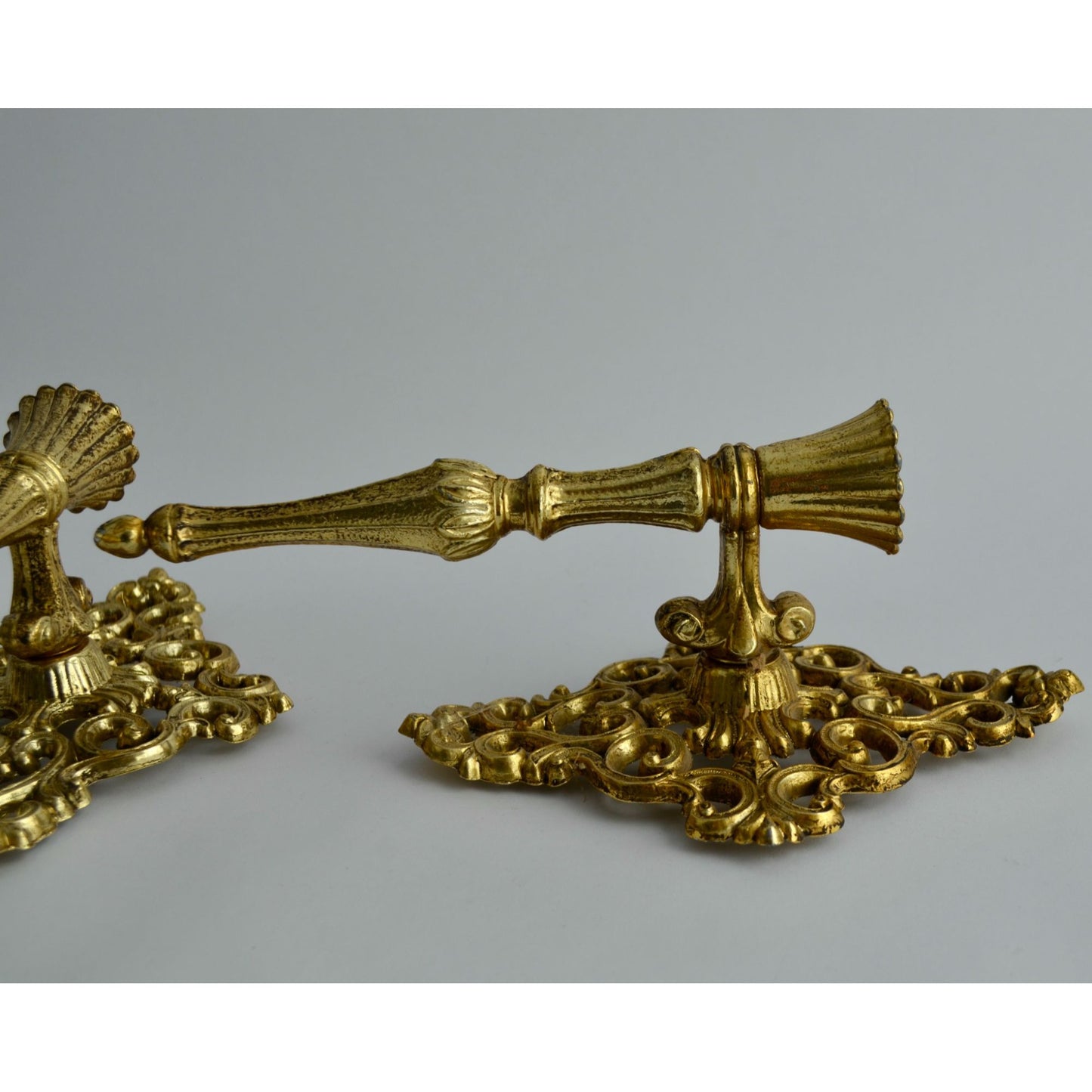 Pair Vintage Brass Wall Sconce Candle Holders Ornate Hollywood Regency Gold