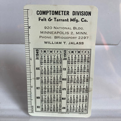 Vintage Comptometer Advertising Pocket Calendar 1949-1950 Adding Machine