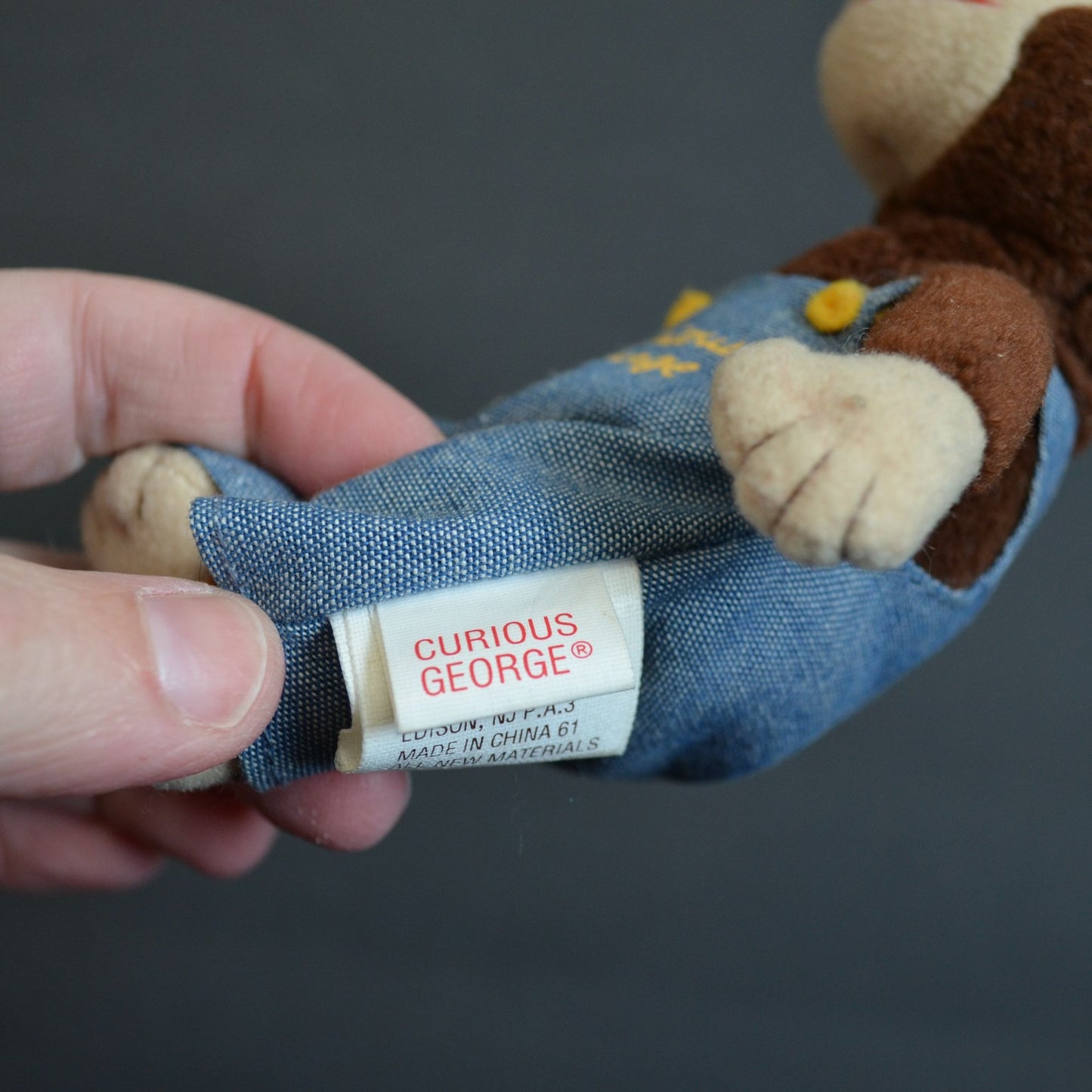 Gund Curious George Small Denim Overalls Plush