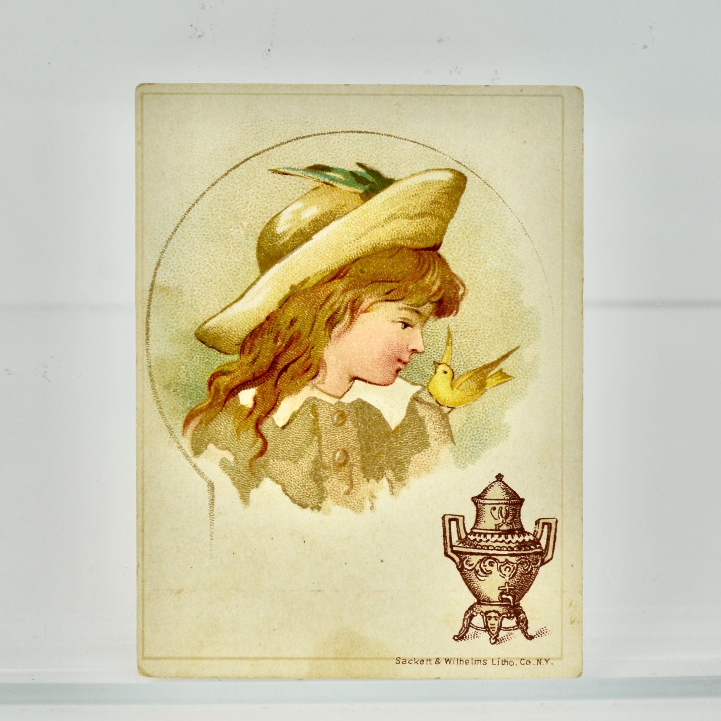 Dilworth's Coffee Antique Victorian Trading Card Girl Bird