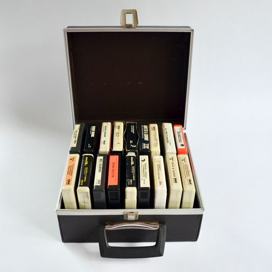 Vintage 8-Track Case w/18 Vintage 8-Track Tapes Neil Diamond Waylon Jennings