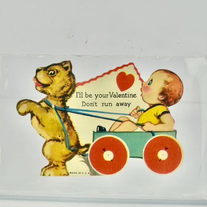 Vintage Valentine's Day Card I'll Be Your Don't Run Away Dog Cart