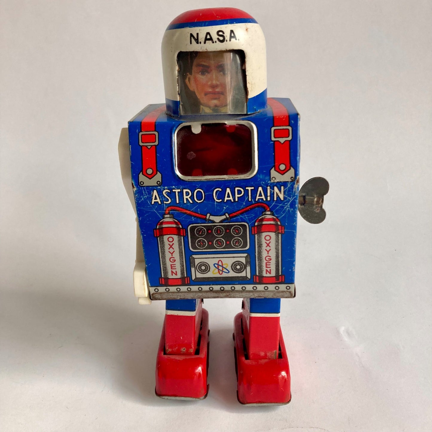 Vintage NASA Astro Captain Tin Litho Toy 1960s Wind-Up Robot FOR PARTS OR REPAIR