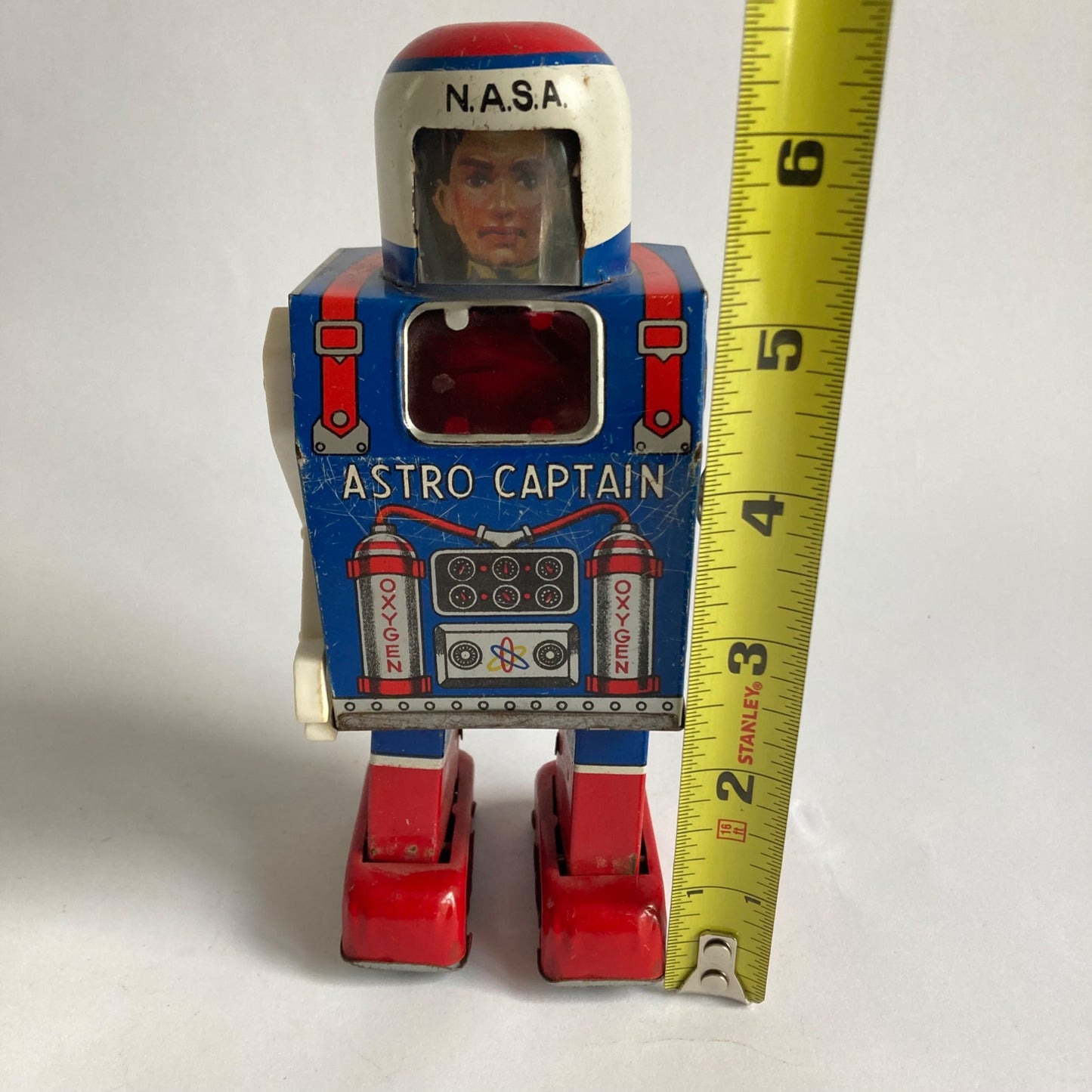 Vintage NASA Astro Captain Tin Litho Toy 1960s Wind-Up Robot FOR PARTS OR REPAIR