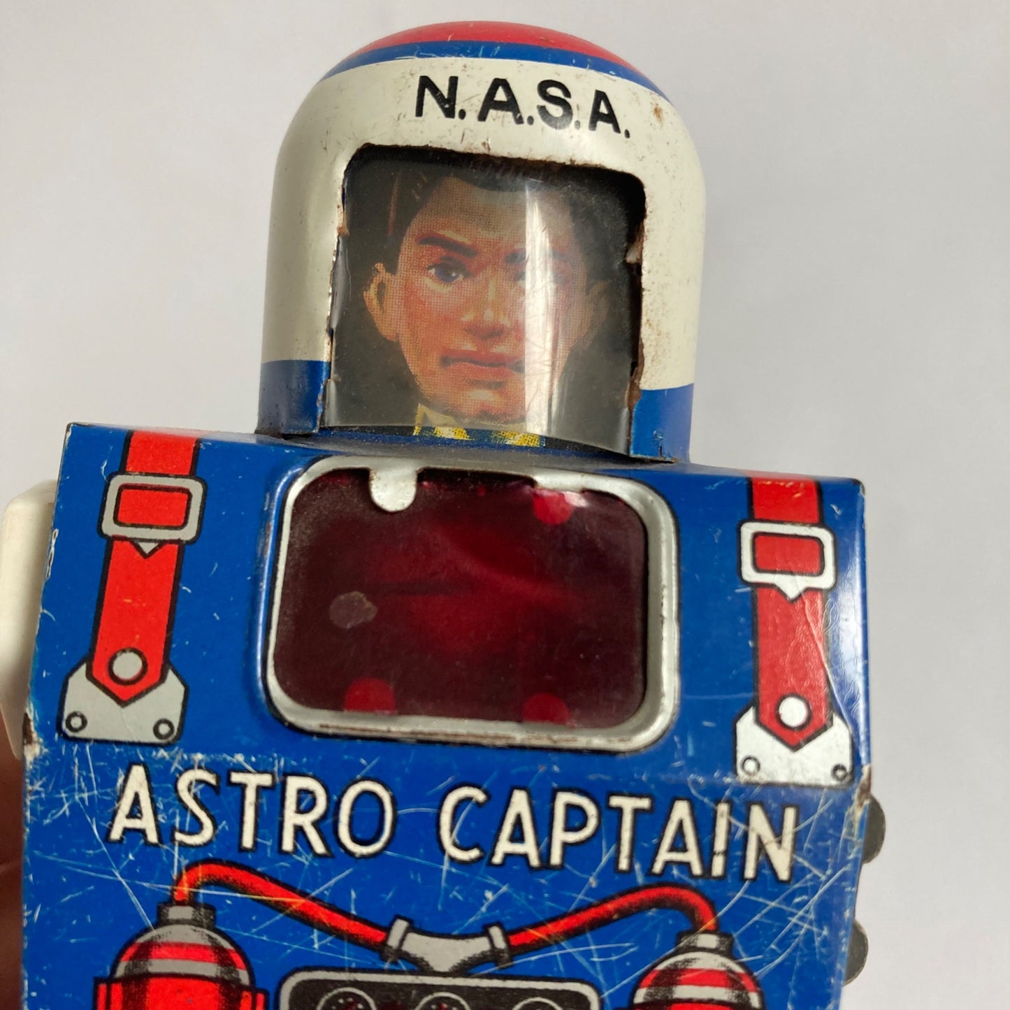 Vintage NASA Astro Captain Tin Litho Toy 1960s Wind-Up Robot FOR PARTS OR REPAIR