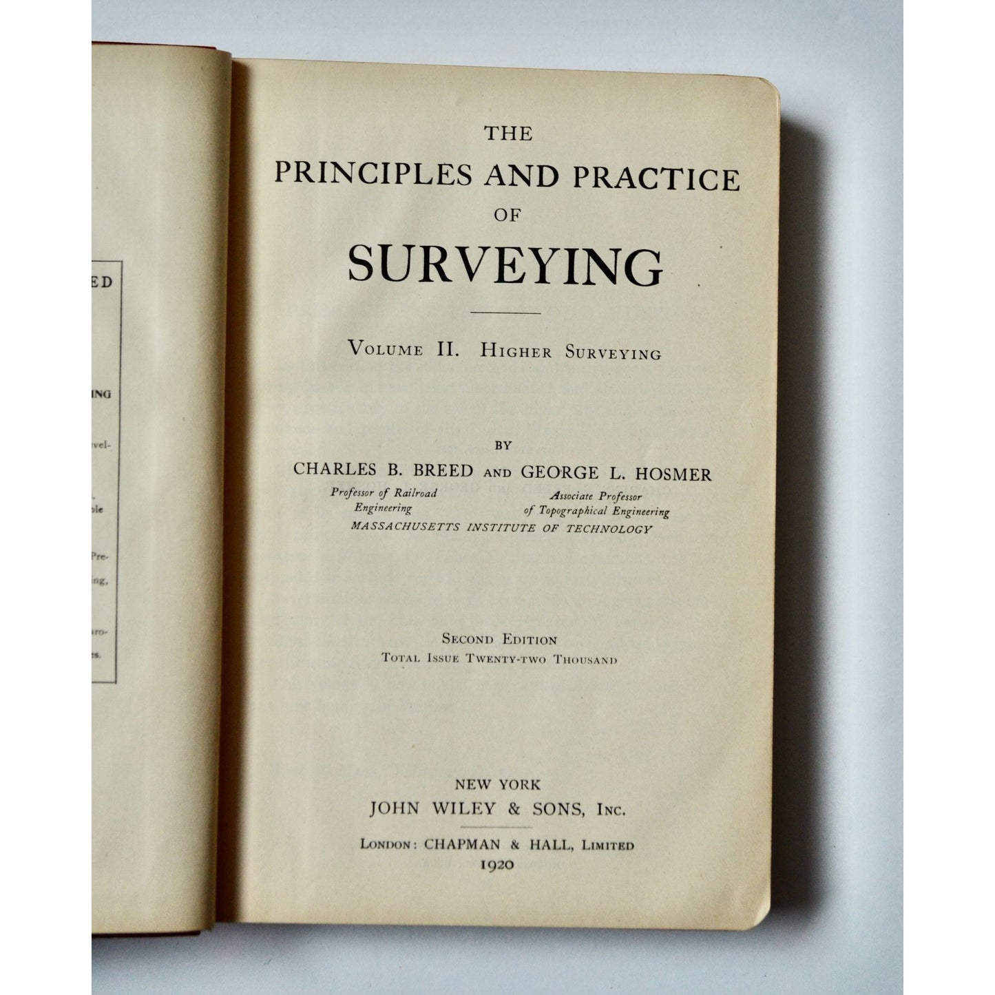 1920 Higher Surveying Breed and Hosmer Antique Book Red 2nd Edition
