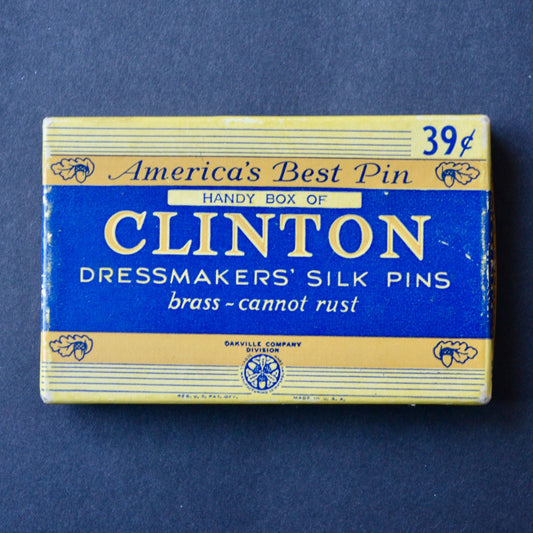 Clinton Dressmaker's Silk Pins Empty Box Vintage