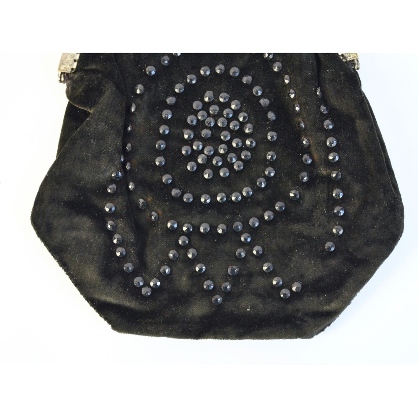 Vintage Antique? Black Velvet Jeweled Chain Handle Clutch Bag