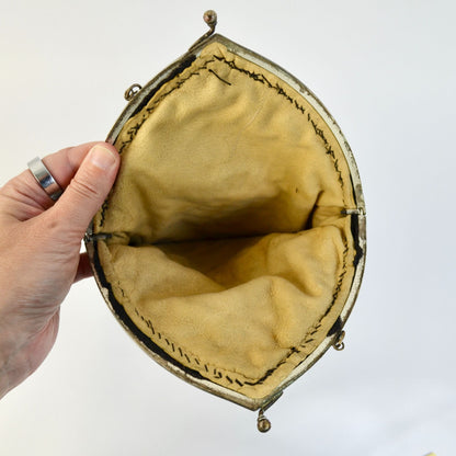 Vintage Antique? Black Velvet Jeweled Chain Handle Clutch Bag