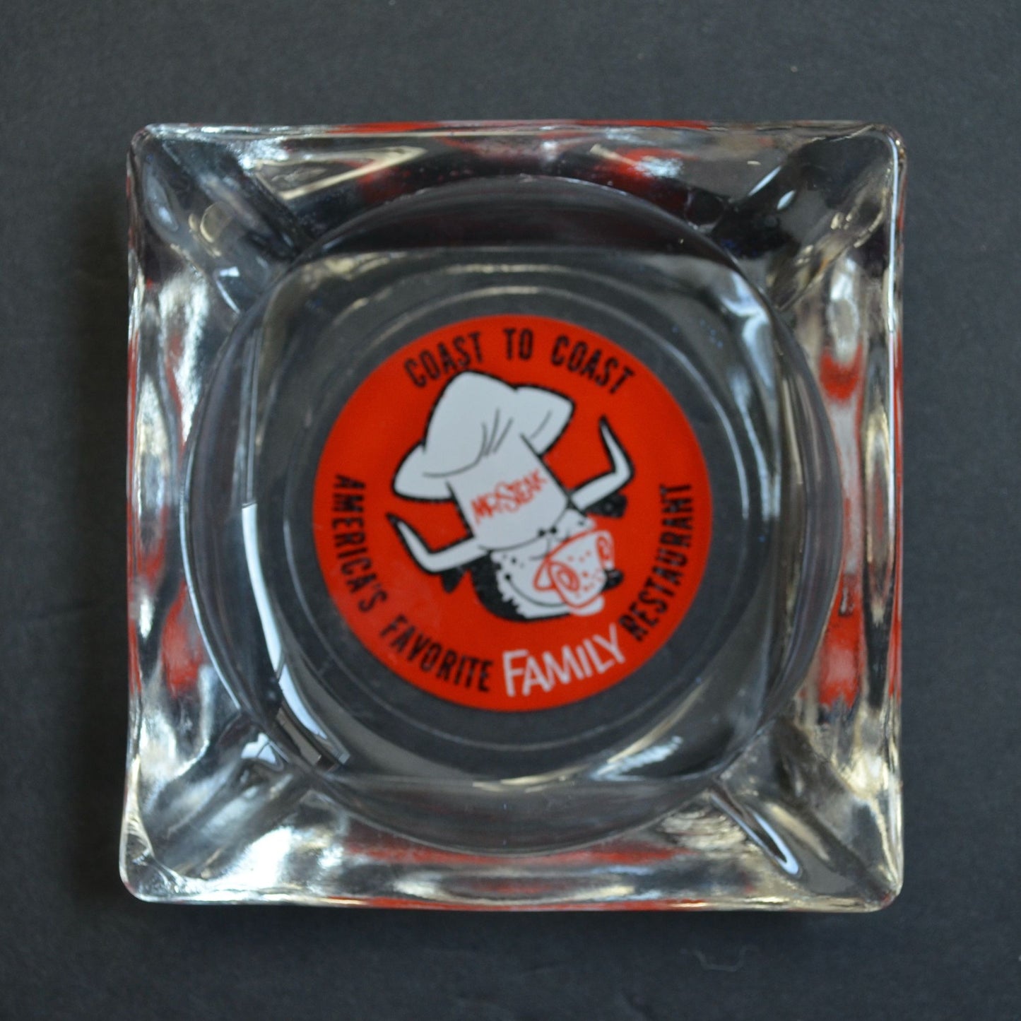 Mr. Steak Family Restaurant Vintage Square Ashtray