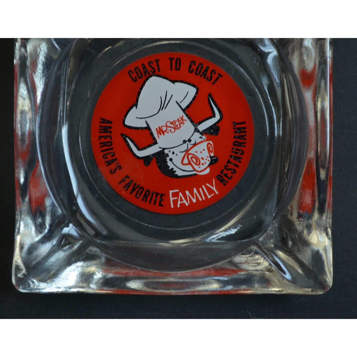 Mr. Steak Family Restaurant Vintage Square Ashtray