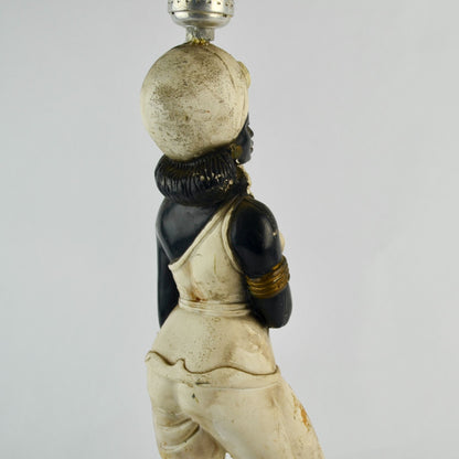 Vintage | Blackamoore Nubian Genie Turban Chalkware Lamp