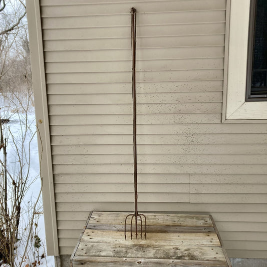 Vintage 5-Tine Ice Fishing Spear Metal Fish Gig Prong 60.5"