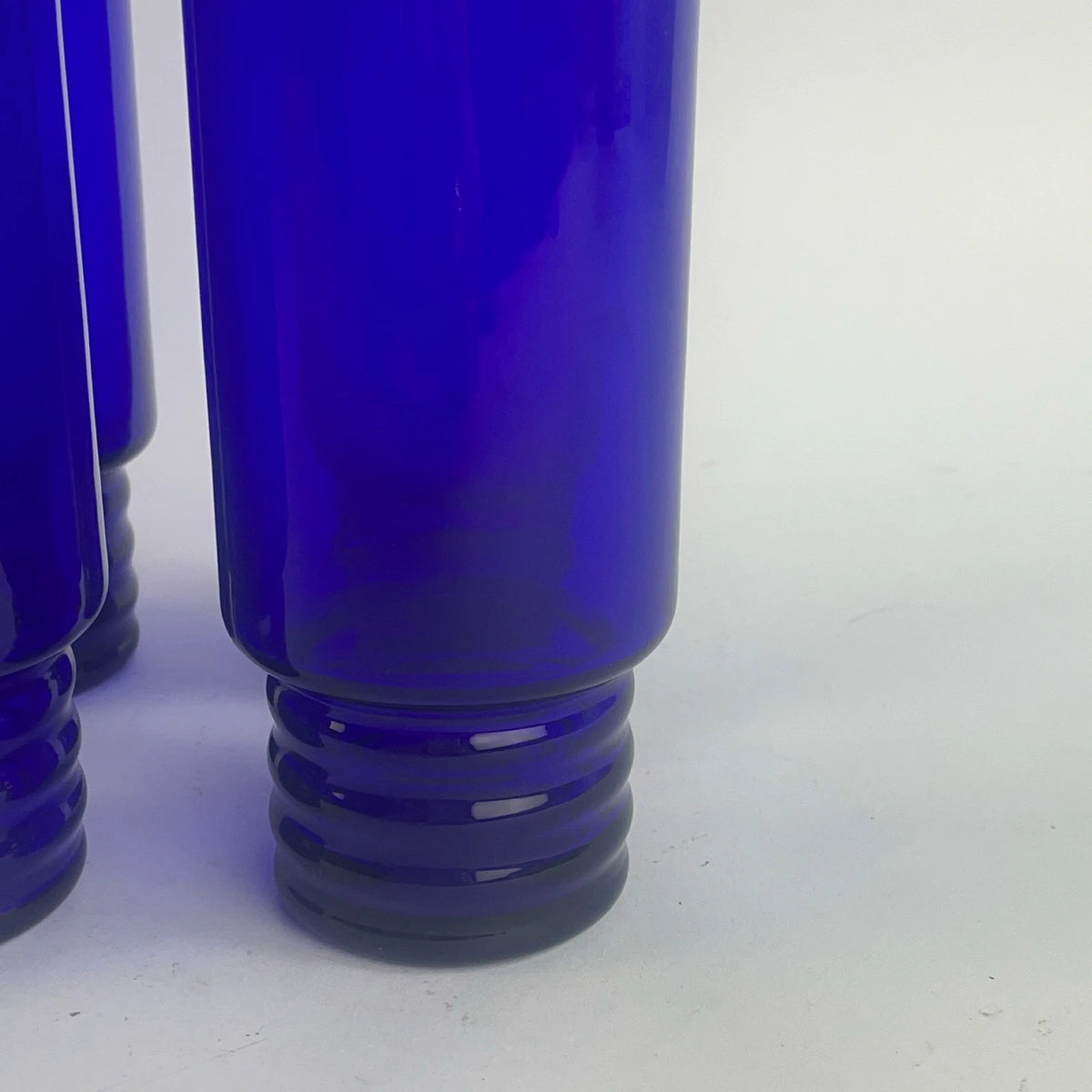 Blue Drinking Glasses Set of 4 Stackable Glassware Ribbed