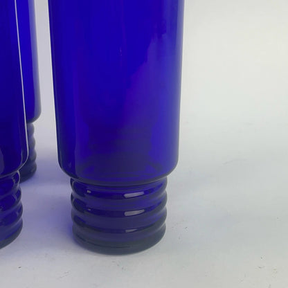Blue Drinking Glasses Set of 4 Stackable Glassware Ribbed