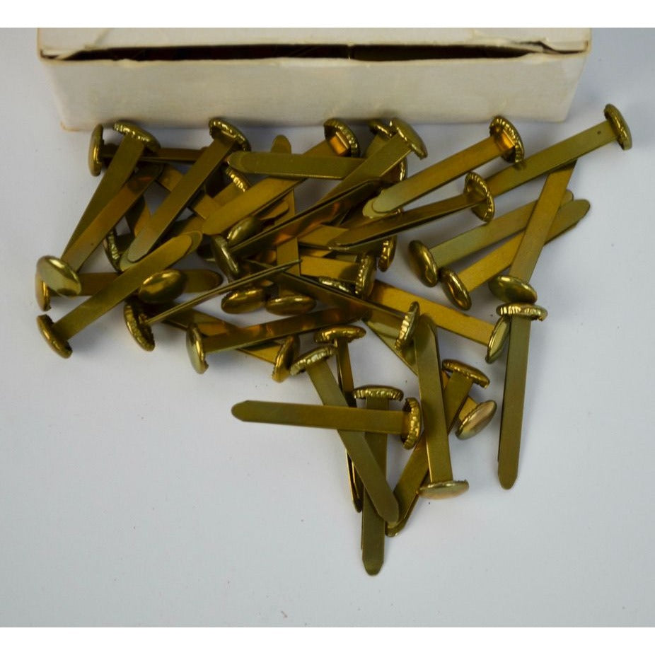 Vintage Signal Office Products # 6R Brass Round Head Paper Fasteners with Box