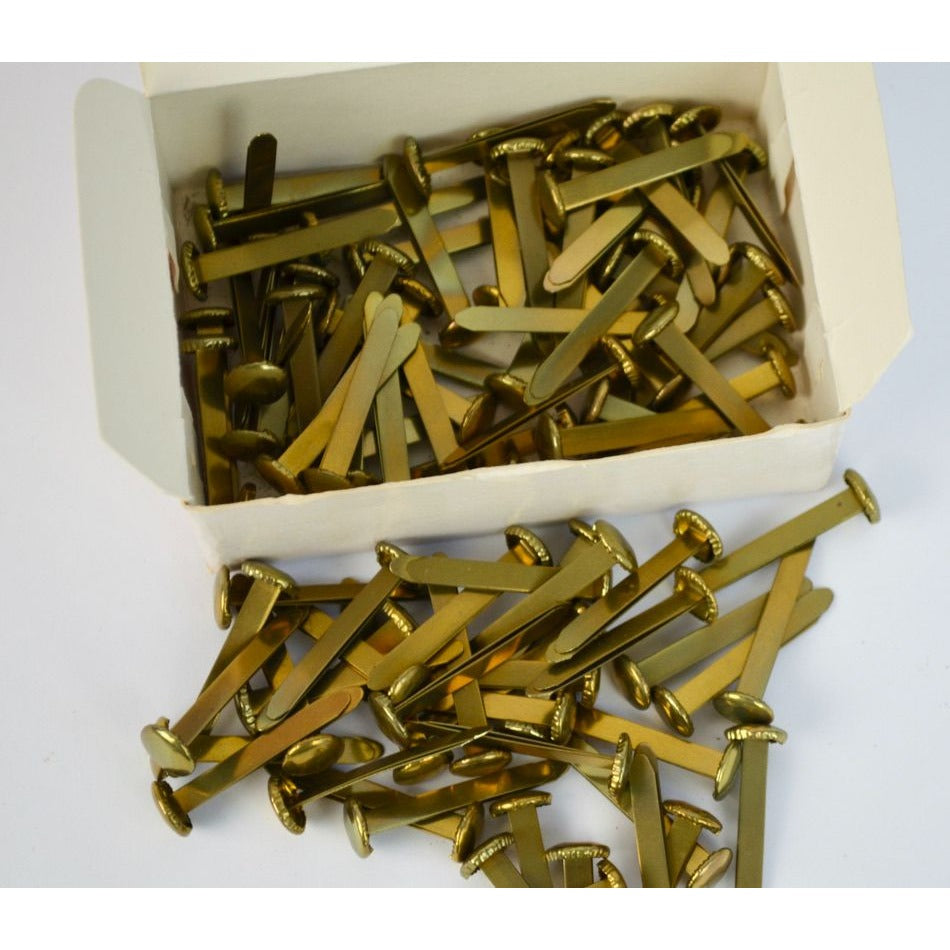 Vintage Signal Office Products # 6R Brass Round Head Paper Fasteners with Box