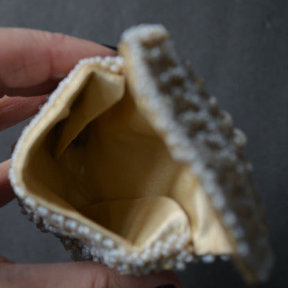 Vintage Beaded Sequin White Card Cigarette Case