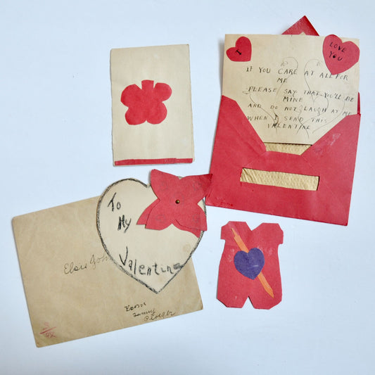 1930s Vintage HANDMADE OOAK Valentine Cards Unique Lot #10