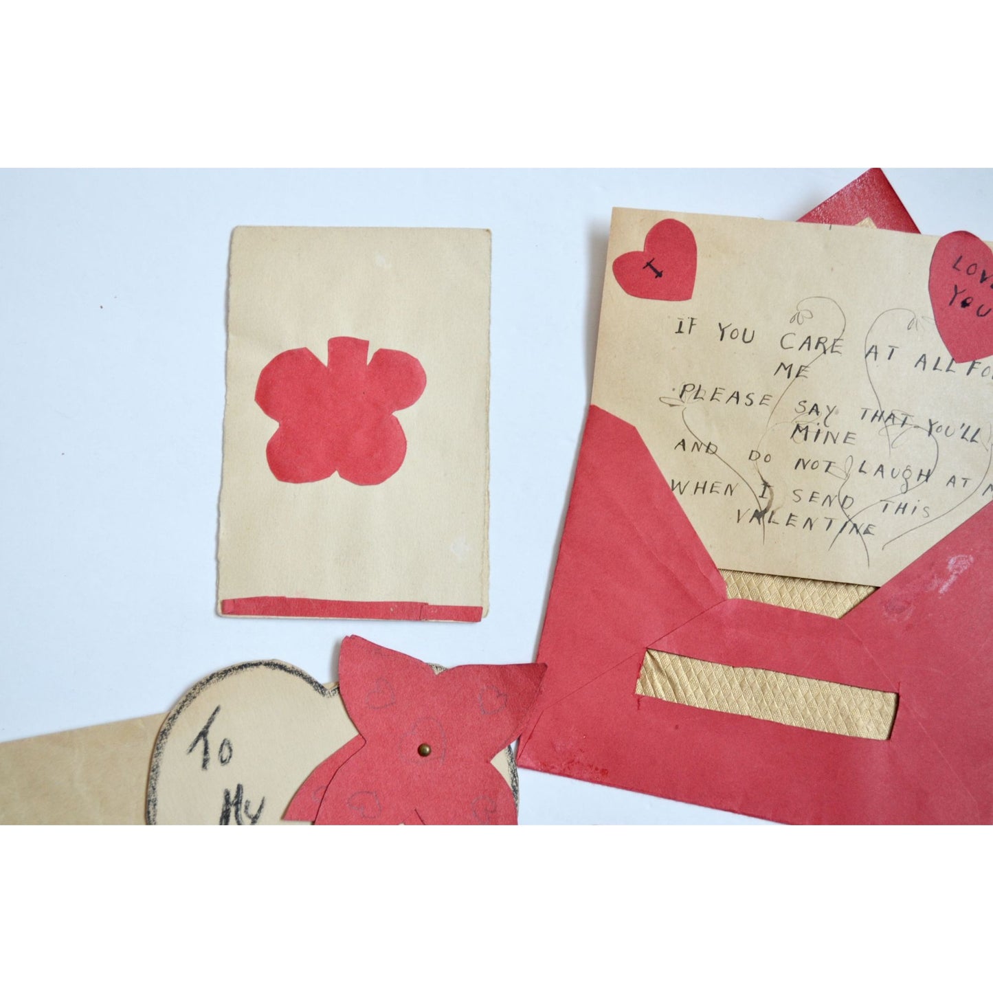 1930s Vintage HANDMADE OOAK Valentine Cards Unique Lot #10
