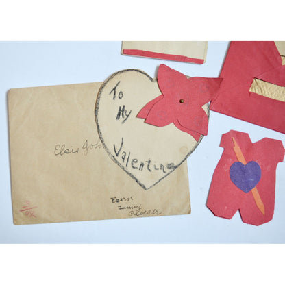 1930s Vintage HANDMADE OOAK Valentine Cards Unique Lot #10