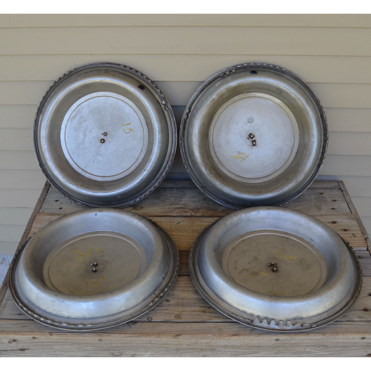 Lot of 4 Vintage 1973 Cadillac Fleetwood Hubcaps 15" Deville Hubcap Wheel Covers