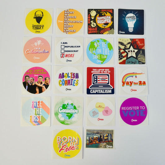 TPUSA Charlie Kirk Stickers Lot of 18 NEW No Duplicates