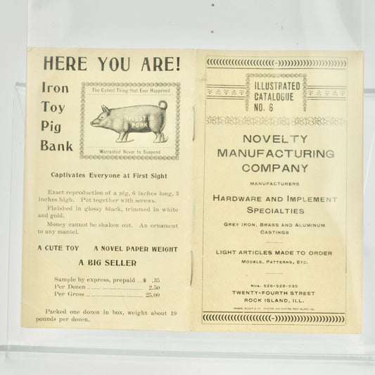 Novelty Manufacturing Company Illustrated Catalogue No. 6 Vintage