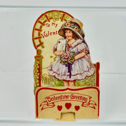 Vintage Valentine Greetings Card Fold Out Girl