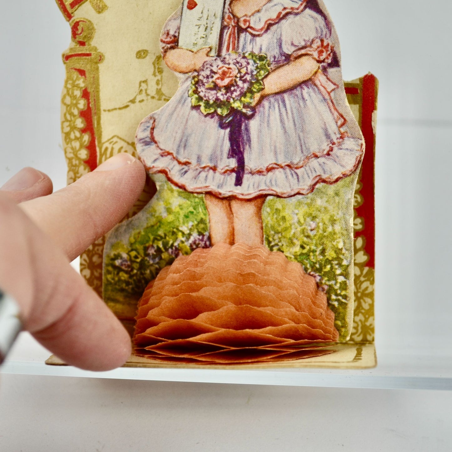 Vintage Valentine Greetings Card Fold Out Girl