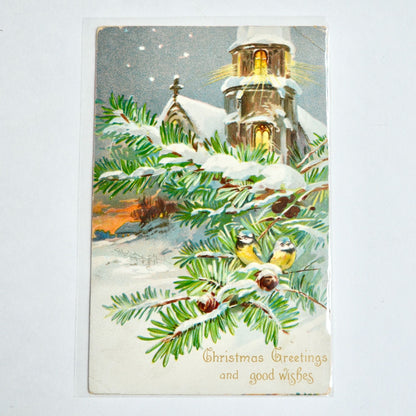 1906 Christmas Greetings Embossed Postcard Antique