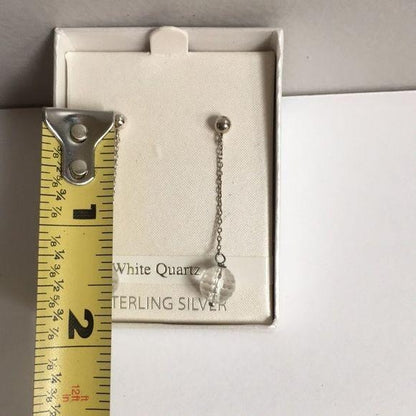 NEW Sterling Silver White Quartz Drop Earrings