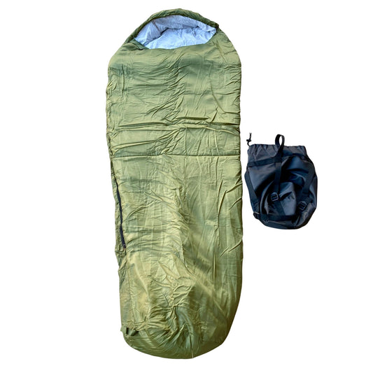 Military-Style Mummy Sleeping Bag w/ Compression Sack OD Green NEW