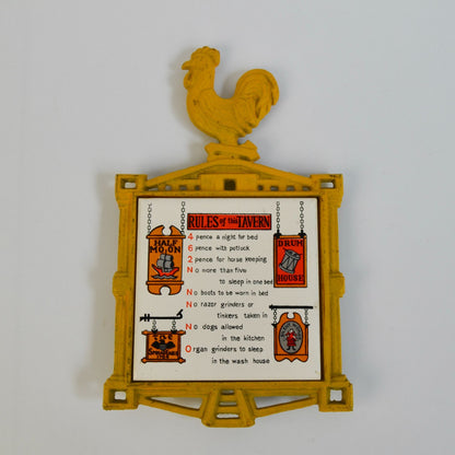 Japan Vintage Rules of this Tavern Yellow Rooster Trivet
