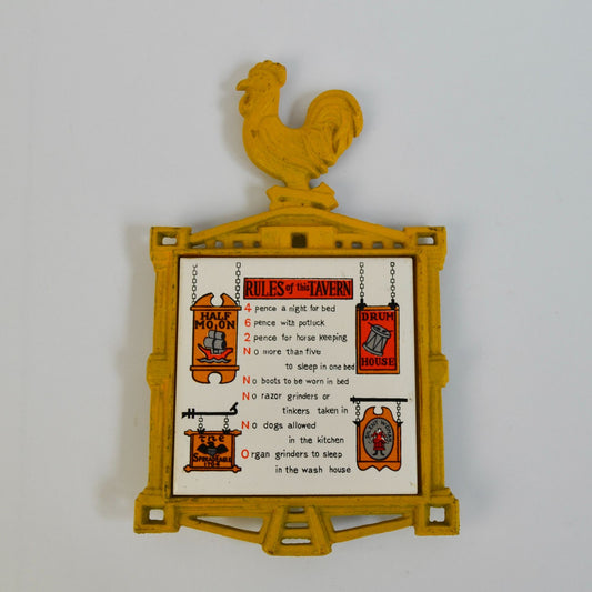Japan Vintage Rules of this Tavern Yellow Rooster Trivet