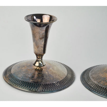 Vintage B. M. Co. Brocade 2241 Pierced Embossed Candlesticks Pair Silverplate Beautiful!