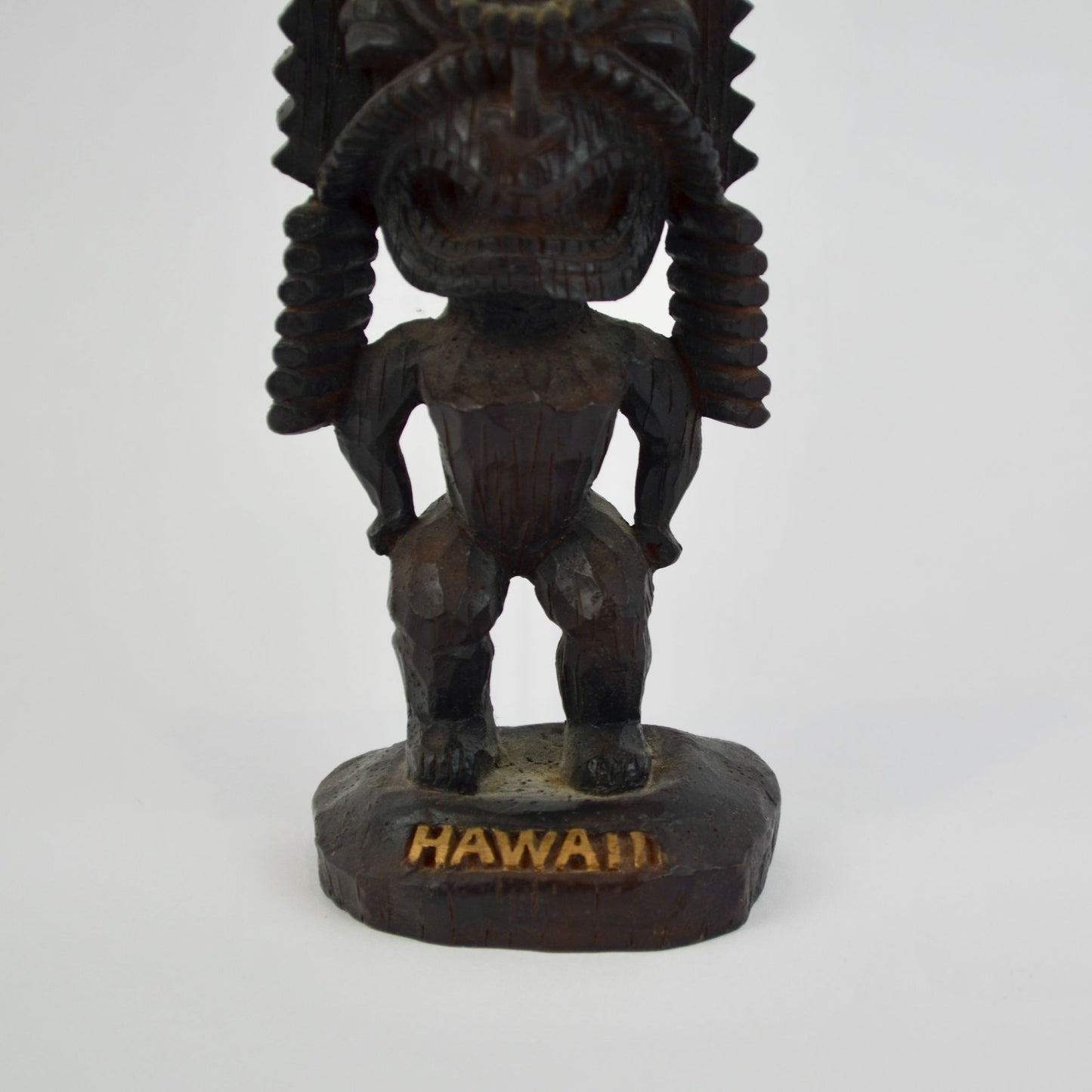 Vintage Hawaii KCCO LTD Tiki Figurine Wooden Carved 6.5"