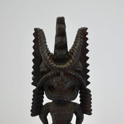 Vintage Hawaii KCCO LTD Tiki Figurine Wooden Carved 6.5"